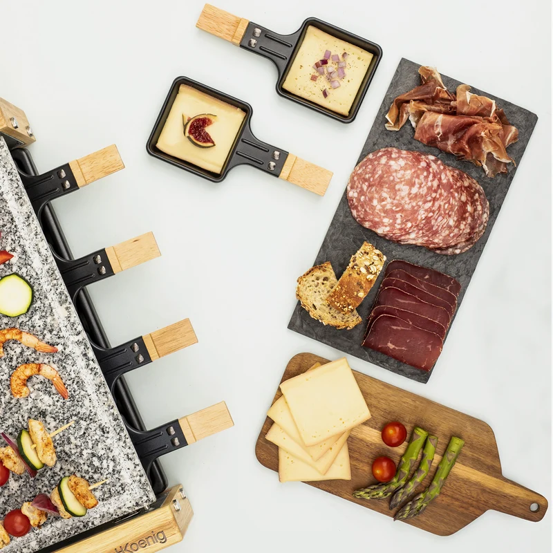 Raclette et pierre à cuire 8 personnes design bois