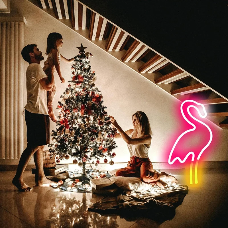 Flamingo LED Neonlicht – USB & Batteriebetriebenes Wandlicht für Bad & Zimmer