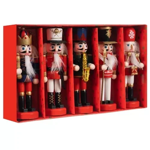 Nussknacker Weihnachtsbaum Deko Holz 5er Set Figuren 2in1 zum Hängen 🎄