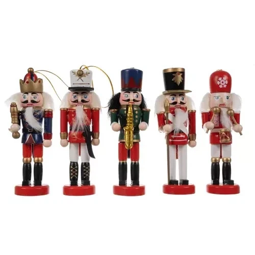 Nussknacker Weihnachtsbaum Deko Holz 5er Set Figuren 2in1 zum Hängen 🎄
