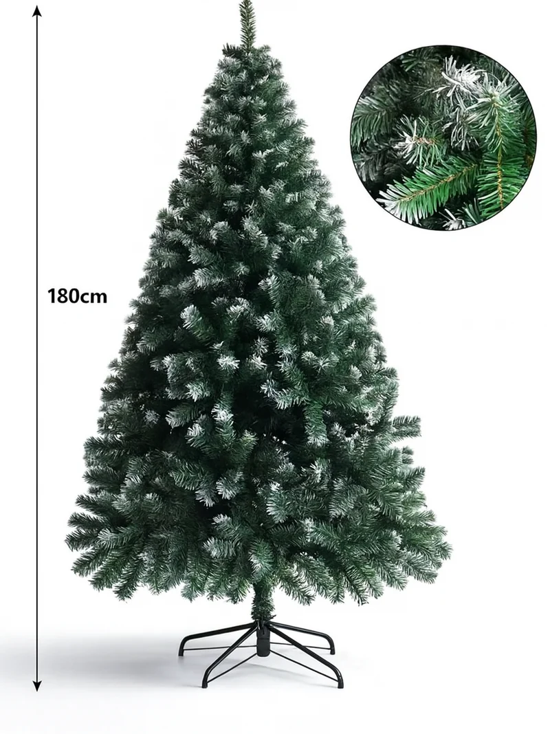 180cm Weihnachtsbaum PVC mit 650 Spitzen und Eisenfuß Faltbar Schneeoptik 🎄