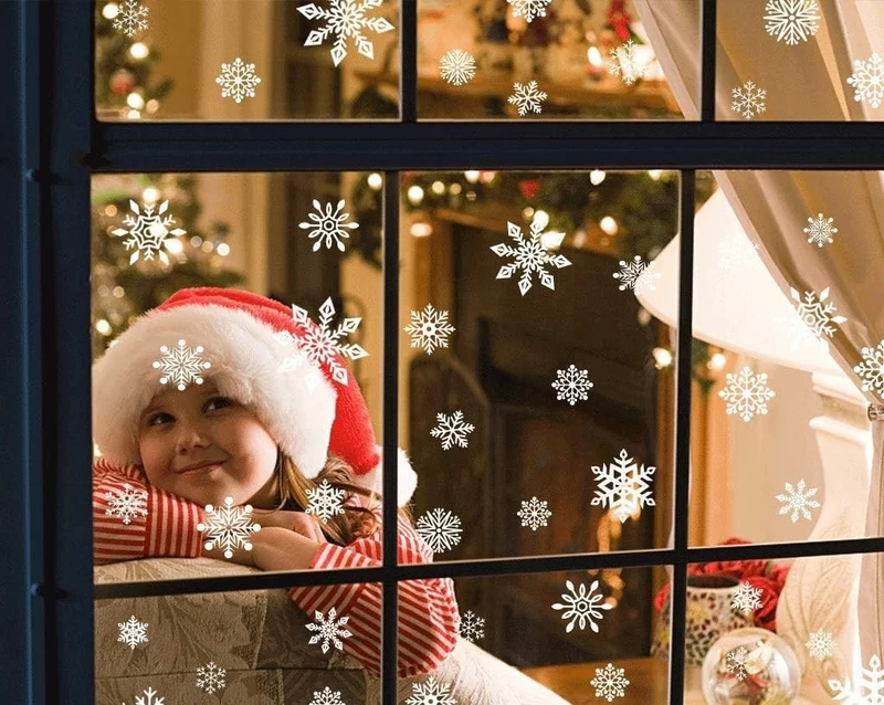 248 Stück Schneeflocken Fensterbilder – Statische Weihnachts-Fensteraufkleber, PVC, Wiederverwendbar, Winter & Weihnachtsdeko