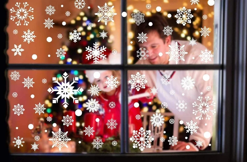 492 Stück Schneeflocken Fensterbilder – Statisch Haftende Weihnachtsaufkleber, 12 Bögen, PVC, Abnehmbar & Wiederverwendbar