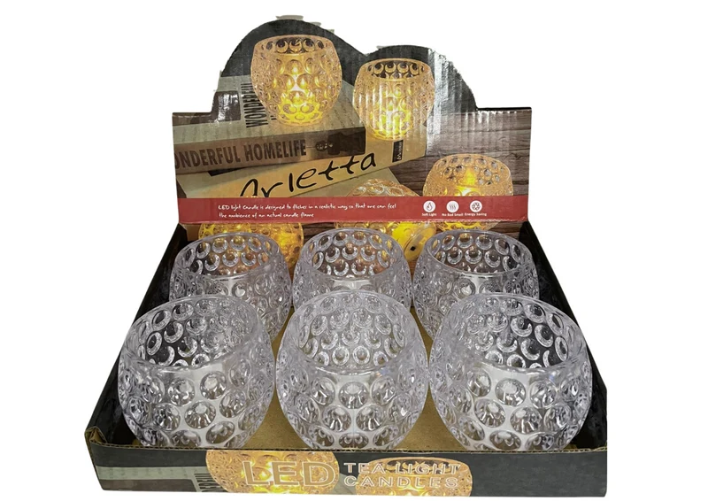 LED Kugel-Licht 7,5×7 cm – Transparent, inkl. Batterie, dekorativ