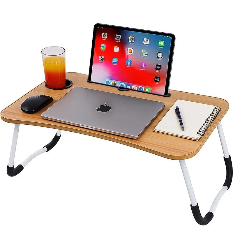 Laptoptisch 60x40 cm klappbar tragbarer Notebooktisch für Bett Sofa Homeoffice Braun