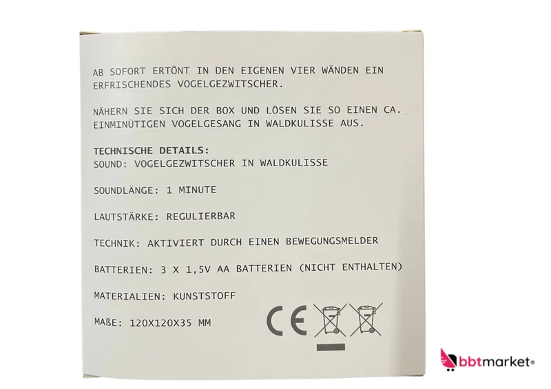 Soundbox Vogelgezwitscher Naturgeräusche Vogelgesang Box mit Bewegungsmelder