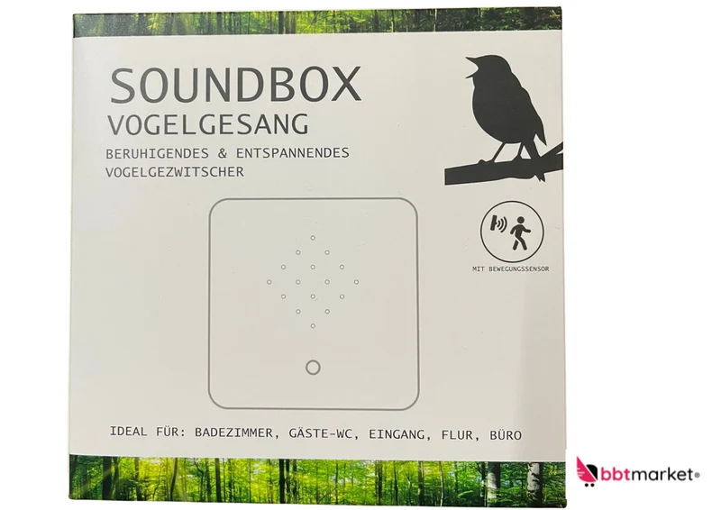 Soundbox Vogelgezwitscher mit Bewegungssensor – Beruhigender Vogelgesang für Bad, Flur & Büro