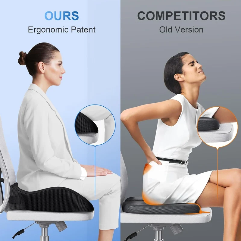 Orthopädisches Sitzkissen 💺 Memory Foam Ergonomisch für Büro & Auto