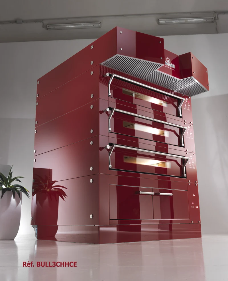 Italforni - Four à pizza avec support acier inox hauteur 800 mm - 2 chambres - 2 x 12 ou 2 x 9 pizzas - BULL2CHHSP
