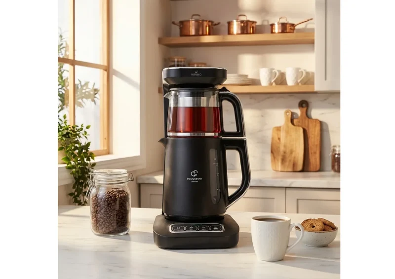 Karaca Caysever Robotea Pro 4in1 Teekocher Wasserkocher Filterkaffee 2500W Schwarz Chrom