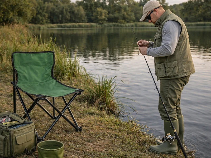 Campingstuhl Klappbar mit Getränkehalter – Angler Garten Festival Strand