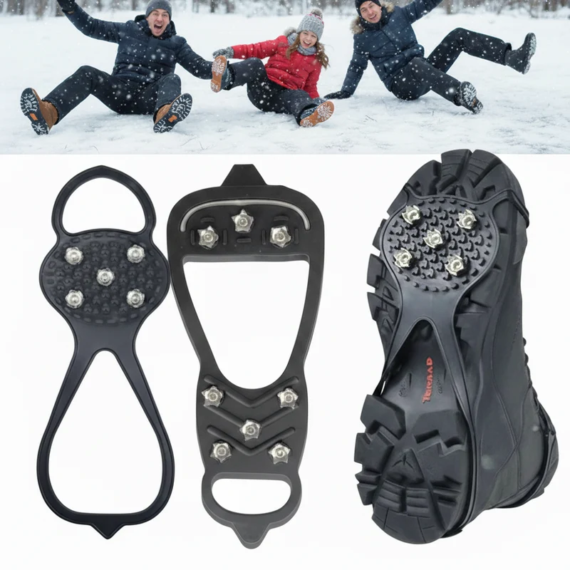 Anti Rutsch Schuhüberzüge Spikes 5/8 Zähne Winter Schnee Mehrere Größen