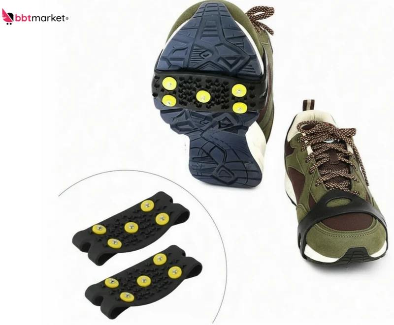Anti Rutsch Schuhüberzüge Eisspikes 5 Zähne Outdoor Schnee 1 Paar