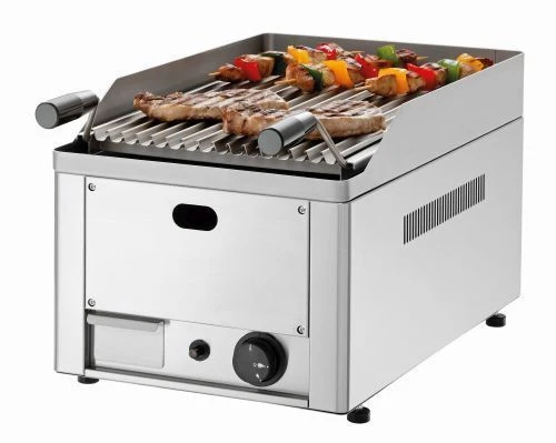 Grill pierre de lave à gaz professionnel inox