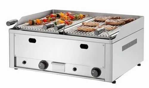 Grill pierre de lave à gaz professionnel inox