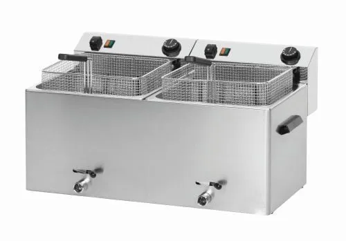Friteuse électrique Pro 400 V – À poser, inox, cuve simple ou double 10 à 20 litres