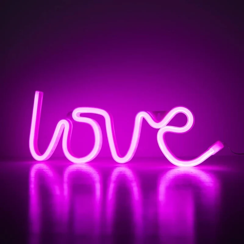 LED Neon Love Schild Batteriebetrieben Wanddeko Valentinstag ROSA