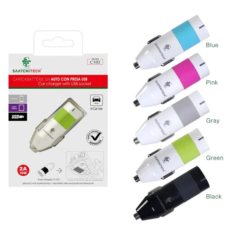 USB Autoladegerät 12/24V – Zigarettenanzünder Adapter – Schwarz oder Blau