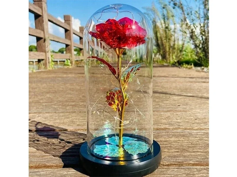 LED Rose im Glas RGB – Ewige Rose Geschenk Deko für Valentinstag Geburtstag