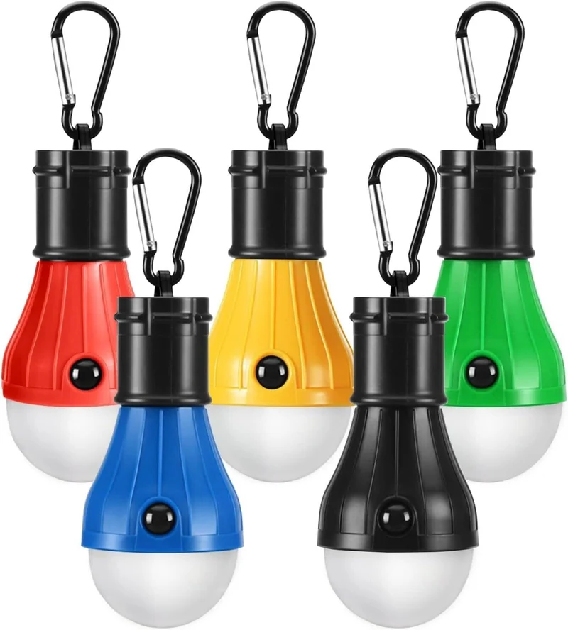 5x LED Campinglampe mit Clip–4 Modi Zeltlampe Batteriebetrieben–Outdoor Notlicht