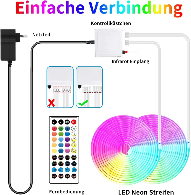 3-30M Neon LED Strip Streifen RGB Flex Schlauch diffus Lichtband Dimmbar mit APP