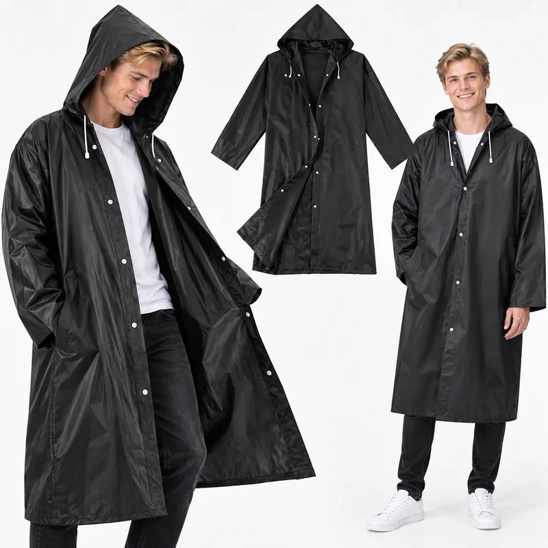 Unisex Regenmantel Wasserdicht – Leichte Regenjacke mit Kapuze, Universal Größe