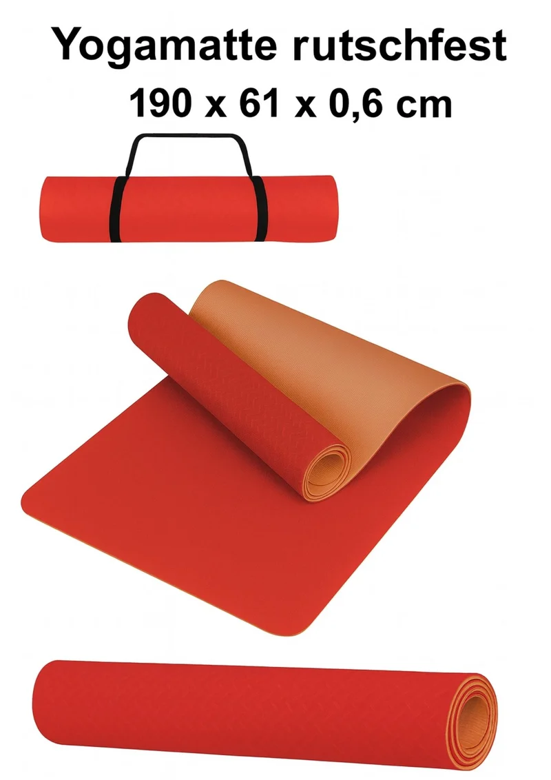 Rutschfeste Gymnastikmatte & Yogamatte aus TPE – Premium Sportmatte für Yoga, Pilates & Fitness (180–190 cm) verschiedene Modelle)