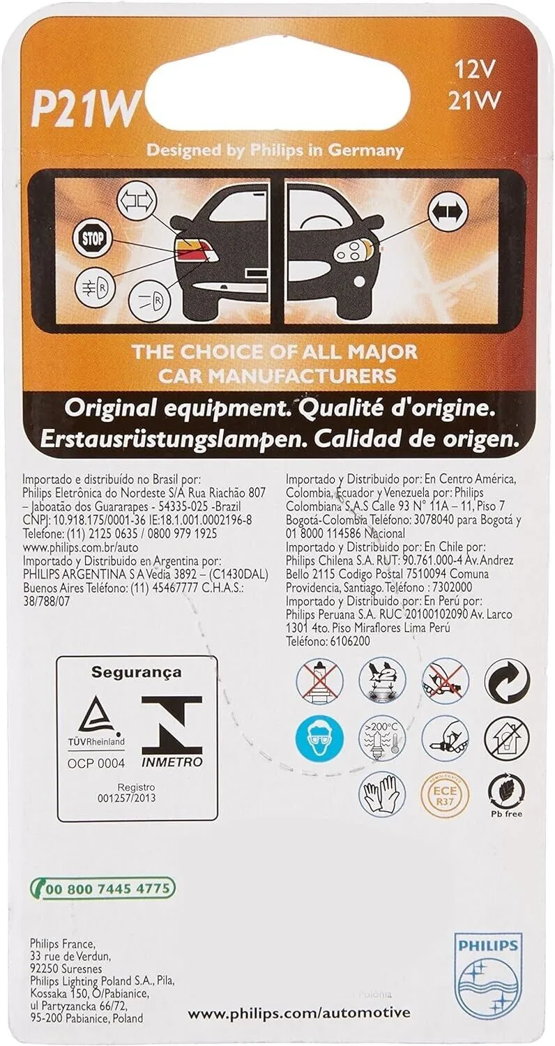 Philips 12498B2 Kugellampe Vision P21W Schlussleuchte 2er Pack Double blister