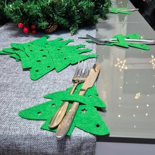 12x Filz Bestecktaschen Weihnachten 🌲 Besteckhalter Tischdeko Wichtel Set