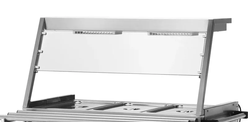 Rehausse avec lampes infrarouges et pare-haleine pour chariot bain-marie PROFI 4x GN 1/1 avec cuves séparées