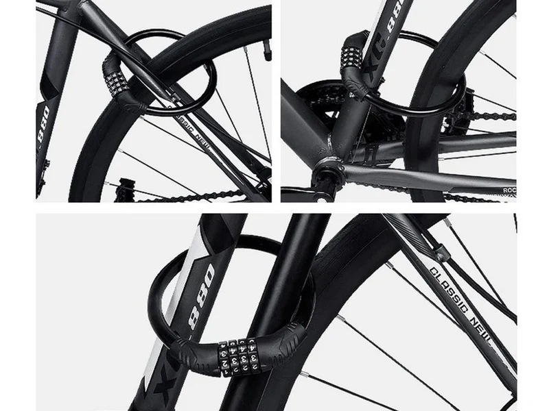 Fahrrad Kabelschloss mit Code 60cm Vierstellige Zahlenkombination Schwarz