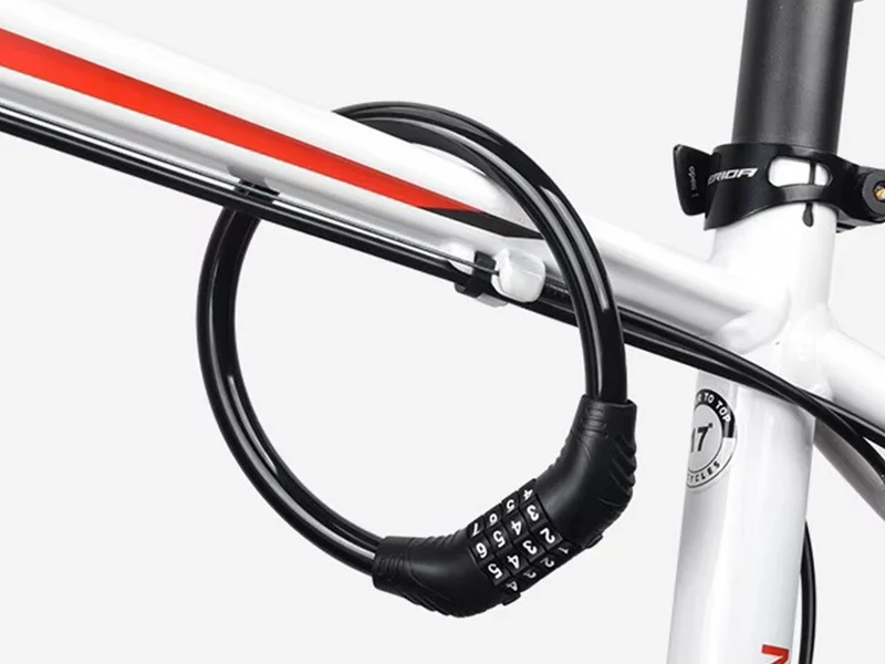 Fahrrad Kabelschloss mit Code 60cm Vierstellige Zahlenkombination Schwarz