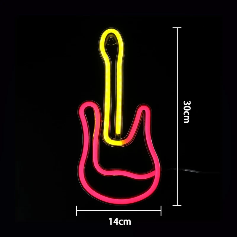 Musik Neon Sign Gitar LED Wandlicht USB/Batterie Neon Deko Lampe Rot/Gelb