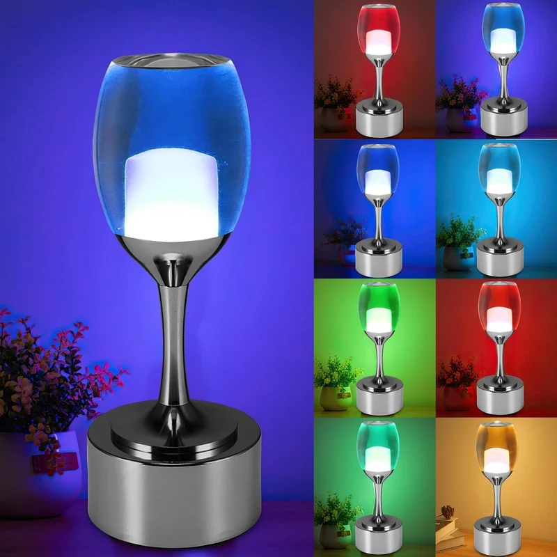 LED Nachttischlampe Kabellos Acryl USB Lade Tischlampe 7 Farben Deko