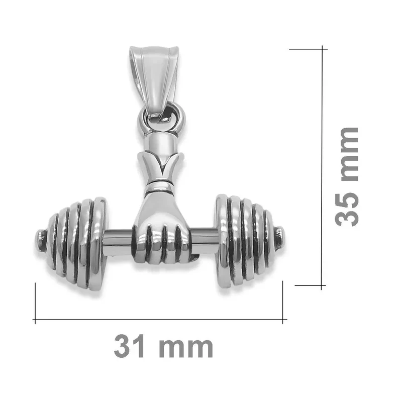 Gold Halskette mit Hantel Anhänger Fitness Schmuck Bodybuilding