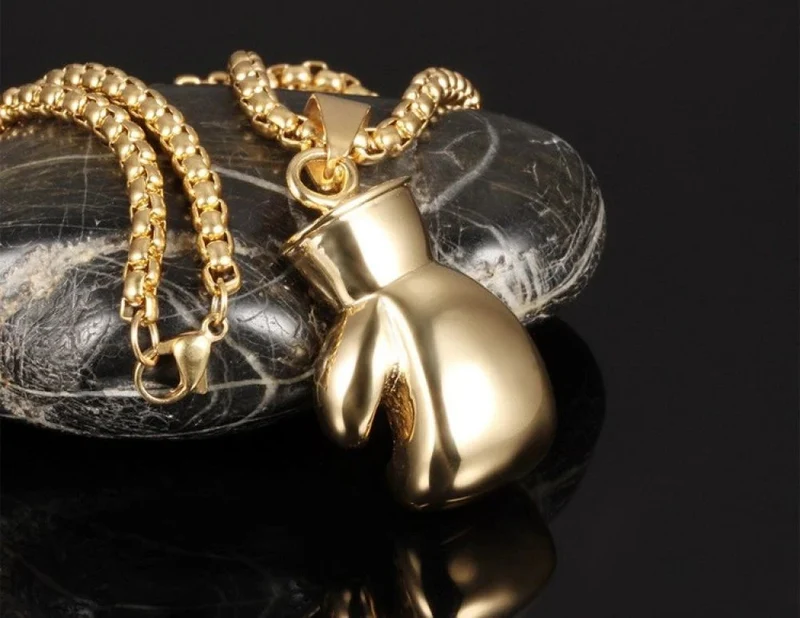 Gold Halskette mit Boxhandschuh Anhänger Schmuck Sport Geschenk
