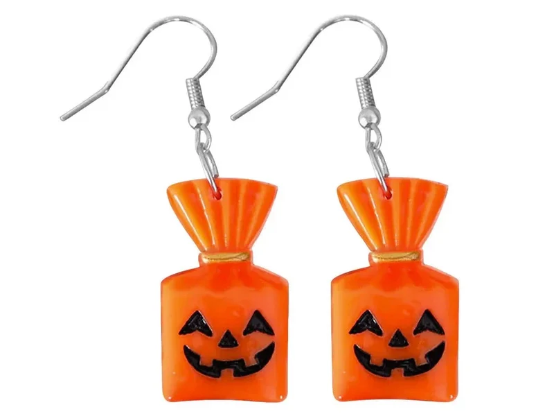 Halloween Ohrringe Geist Kürbis Skelett Bonbon Auge Party Schmuck,2er-Set-1 Paar