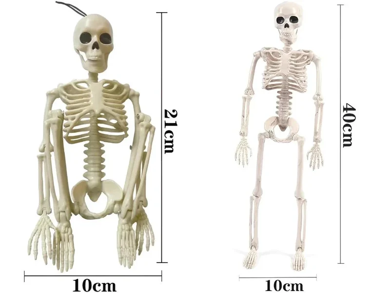 Halloween Deko 👻 Hängendes Menschliches Skelett 40cm Weiß Kunststoff 🎭 5900779956957