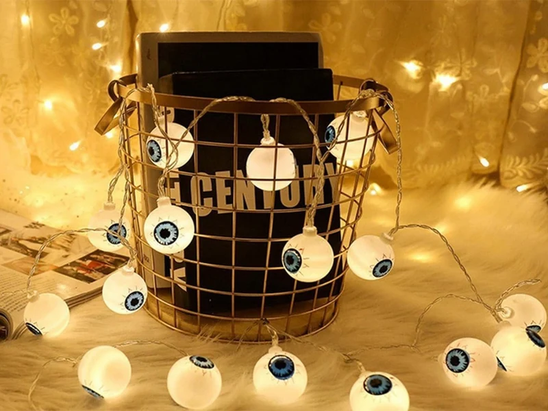 Halloween Augen Lichterkette 👁️ 10 LED Hängend 200cm Batterie Dekoration