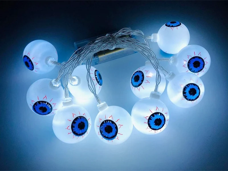 Halloween Augen Lichterkette 👁️ 10 LED Hängend 200cm Batterie Dekoration