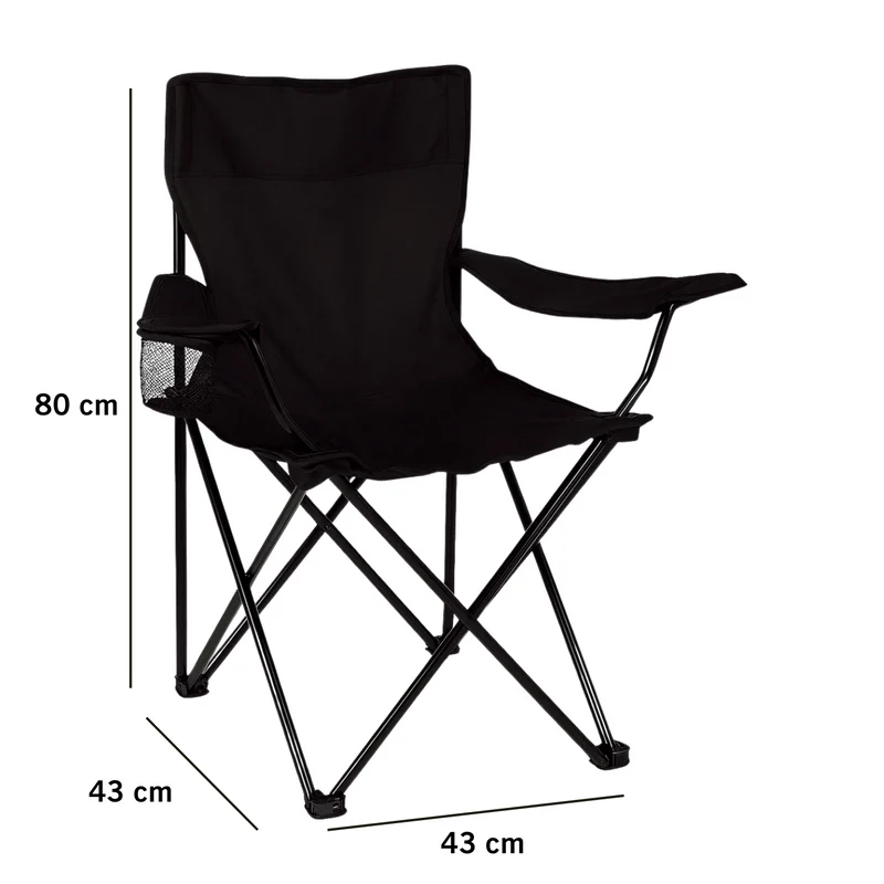 2x Klappstuhl Blau + 1x Campingtisch Schwarz Set – Faltbar mit Getränkehalter