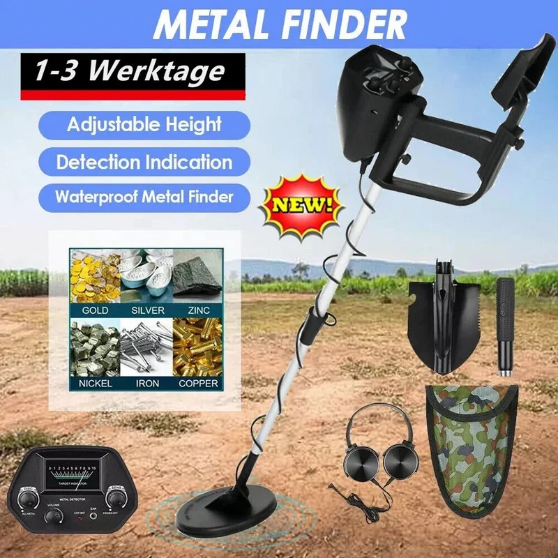 LCD Metalldetektor Wasserdicht Tiefensonde Gold Silber Münzen Schmuck Suchgerät
