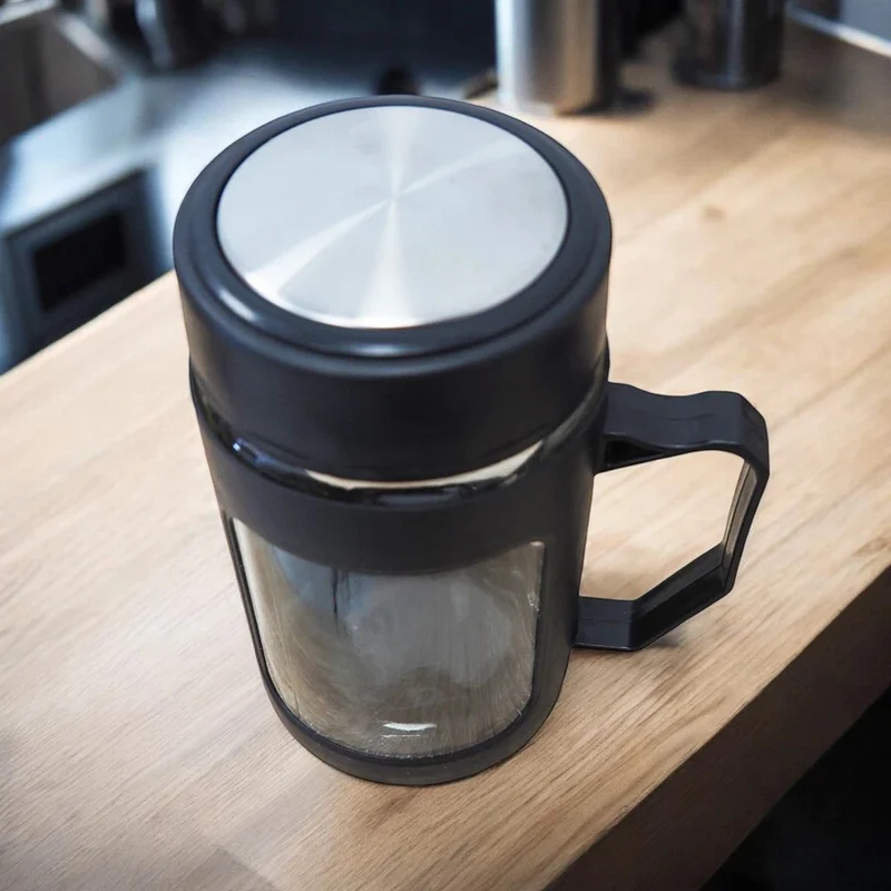 Teeflasche aus Glas 500ml – Thermobecher mit Henkel, Rot oder Schwarz 5903678586386