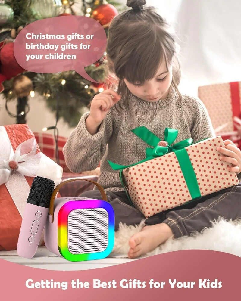 Karaoke Maschine Kinder 4–12 Jahre Bluetooth Mikrofon LED Geburtstag 🎤🎁 🎄✔