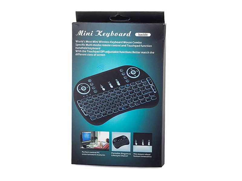 Kabellose Mini Tastatur mit Touchpad und LED Hintergrundbeleuchtung für Smart TV PC Android Windows Linux PS3 Xbox