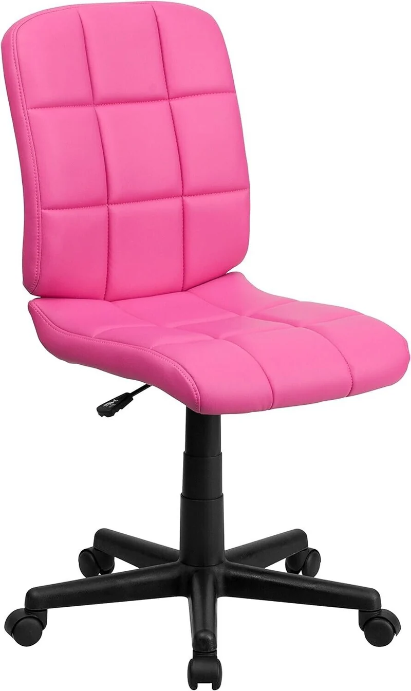 Pink Schreibtischstuhl ergonomisch – Drehbar & höhenverstellbar, Vinyl Bürostuhl 113kg