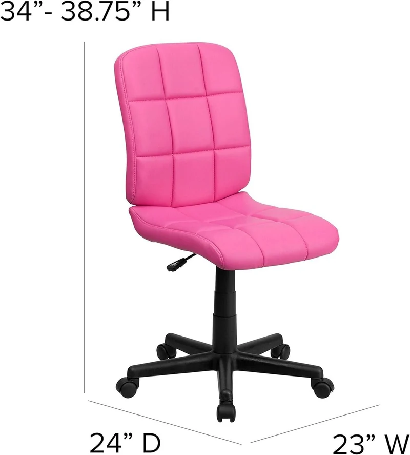 Pink Schreibtischstuhl ergonomisch – Drehbar & höhenverstellbar, Vinyl Bürostuhl 113kg