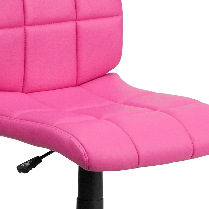 Pink Schreibtischstuhl ergonomisch – Drehbar & höhenverstellbar, Vinyl Bürostuhl 113kg