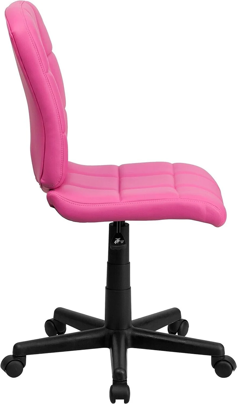 Pink Schreibtischstuhl ergonomisch – Drehbar & höhenverstellbar, Vinyl Bürostuhl 113kg