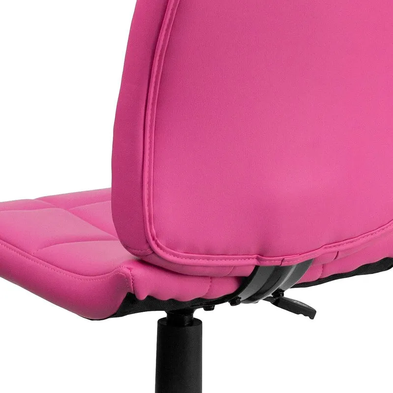 Pink Schreibtischstuhl ergonomisch – Drehbar & höhenverstellbar, Vinyl Bürostuhl 113kg